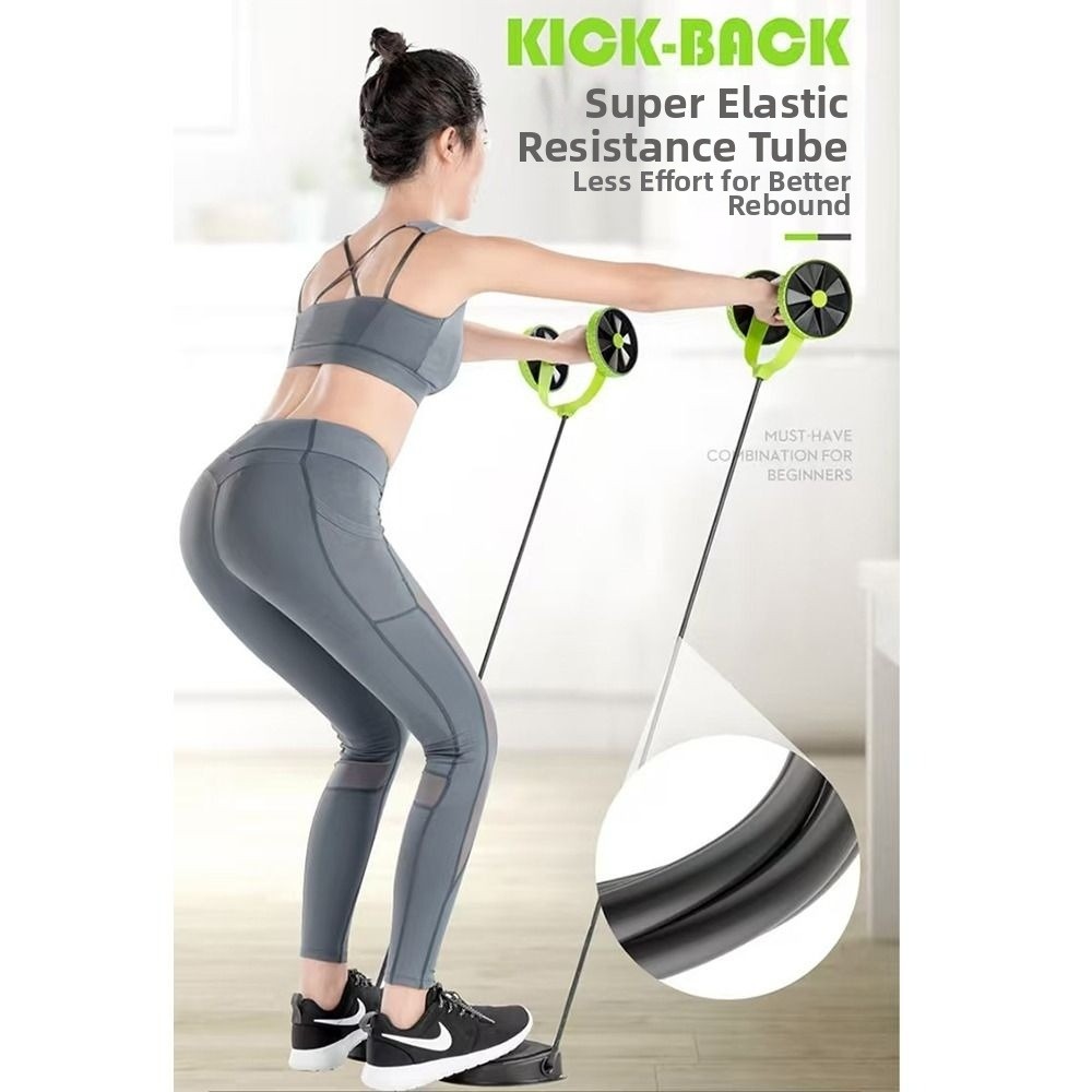 Ab Roller Wheel - Rouleau abdominal double avec bandes de